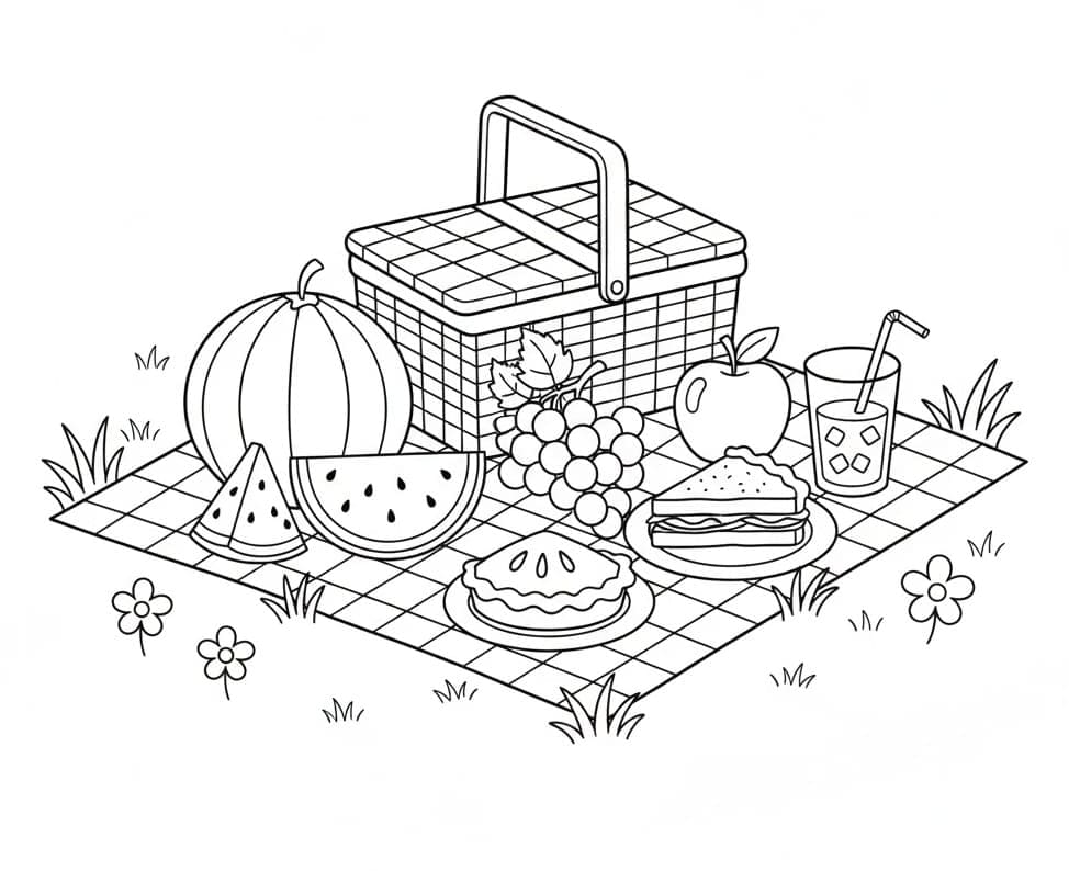 Piknikmat fargelegging