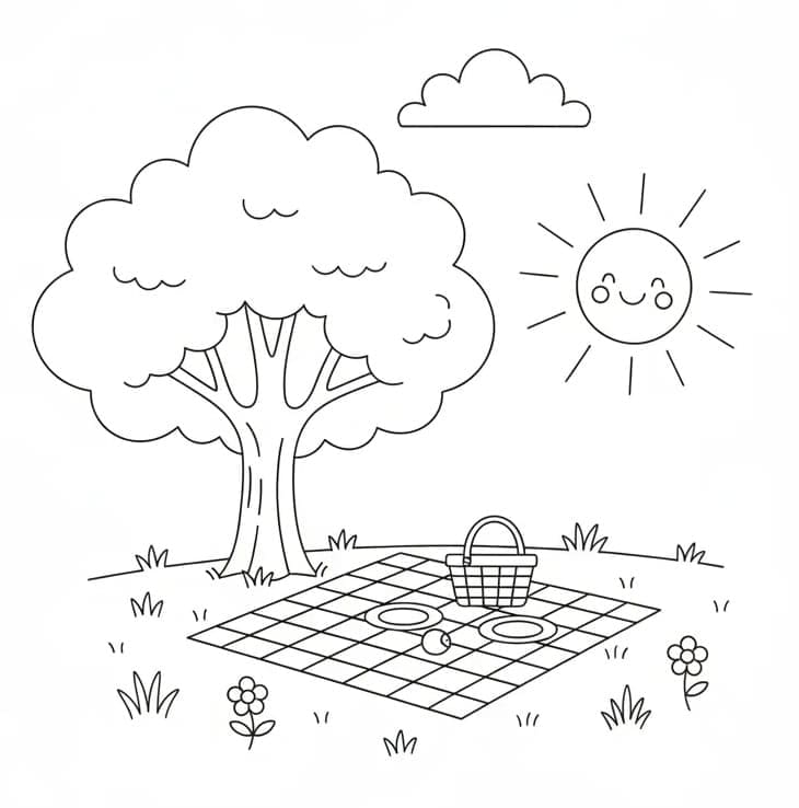 Piknikscene fargelegging