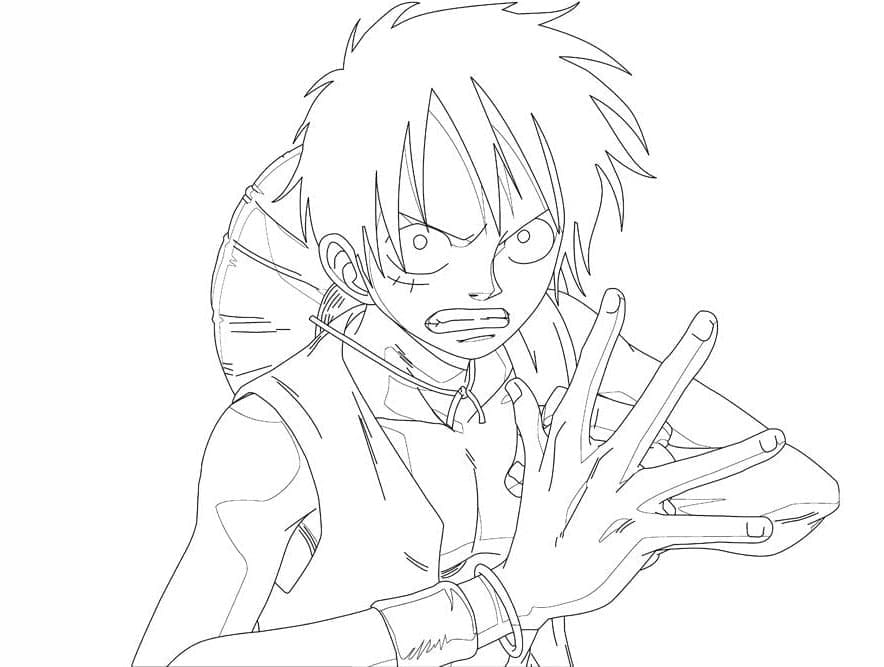 Seriøs Luffy bilde fargelegging