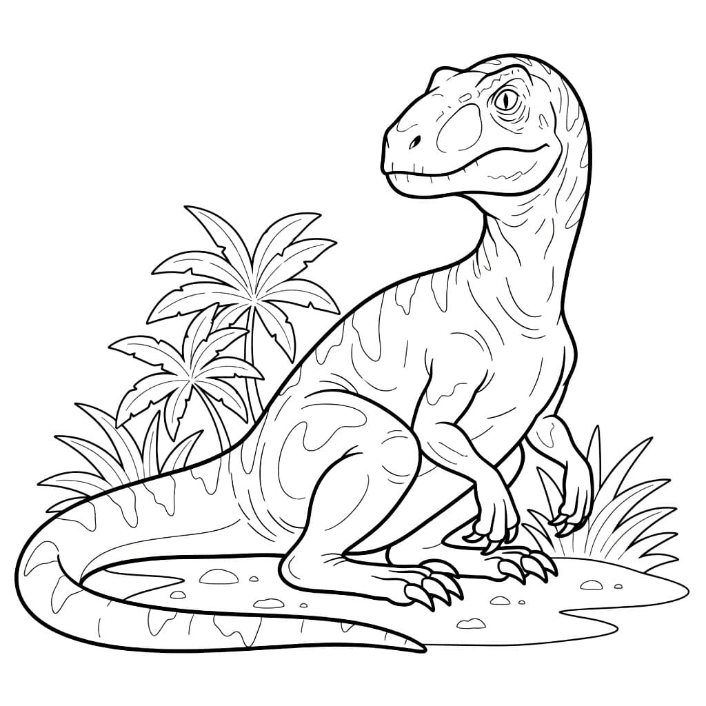 Sittende Velociraptor fargelegging