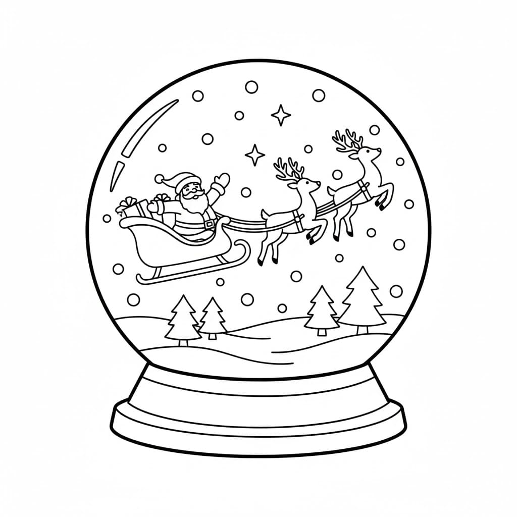 Snøkule av julenissen fargelegging