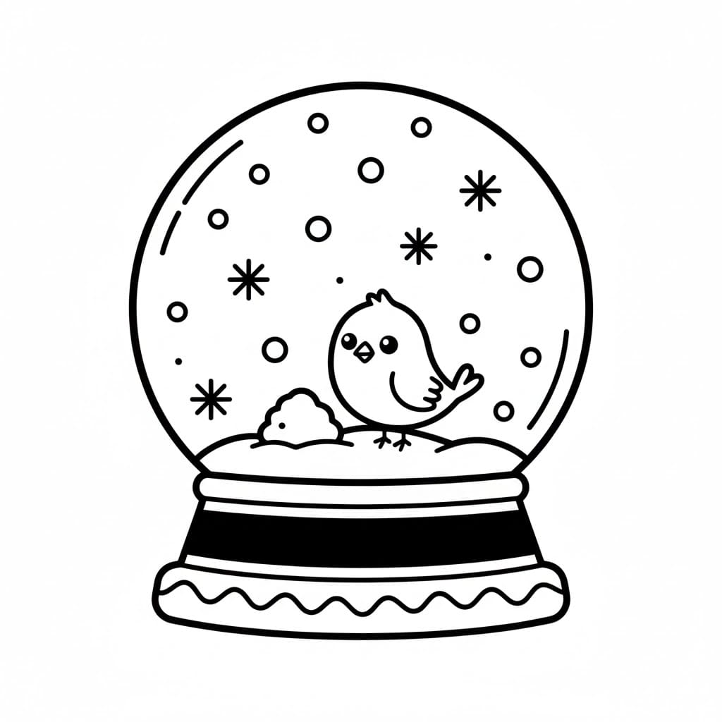 Snøkule med fugl fargelegging