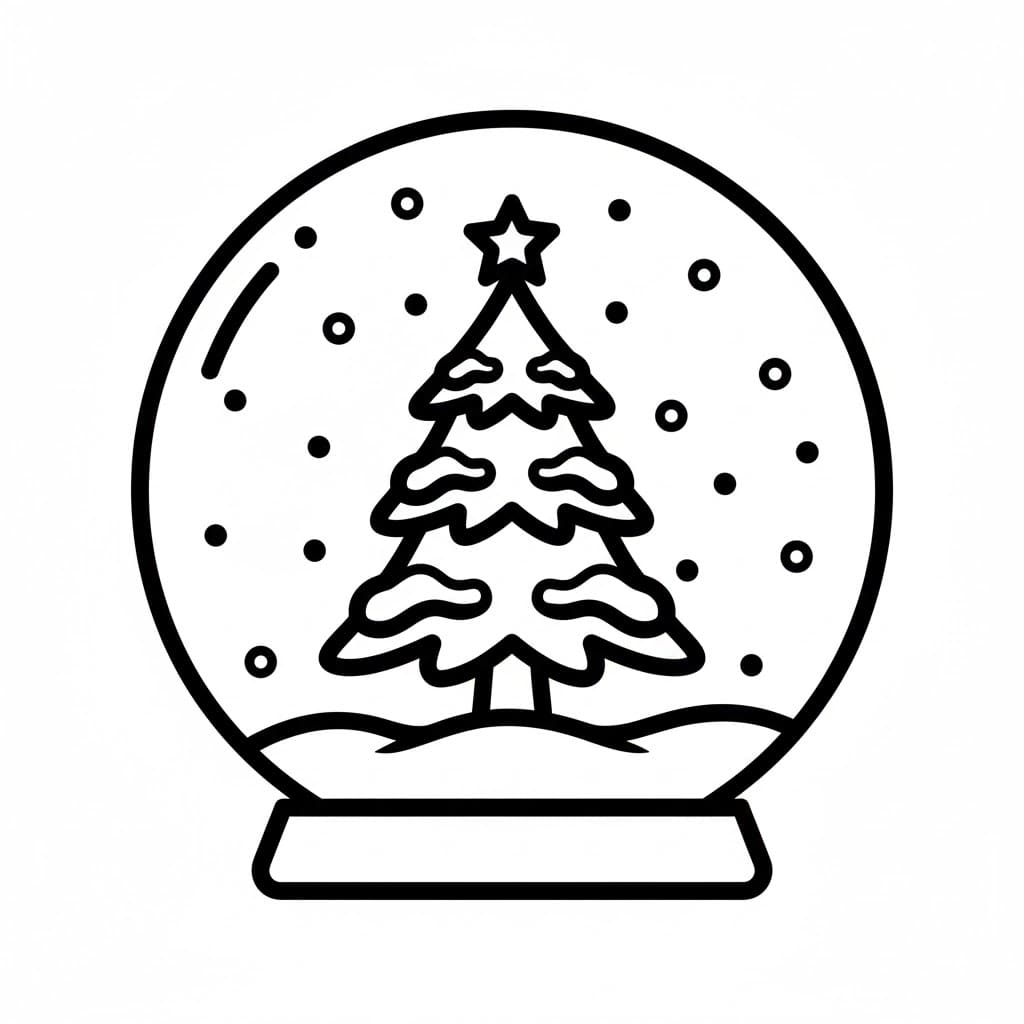 Snøkule med juletre fargelegging