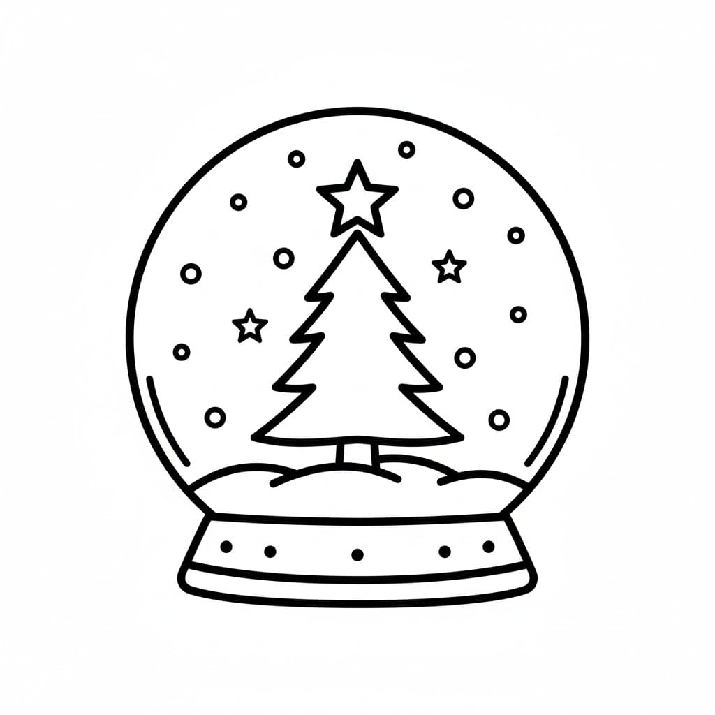 Snøkule med juletre og stjerne fargelegging