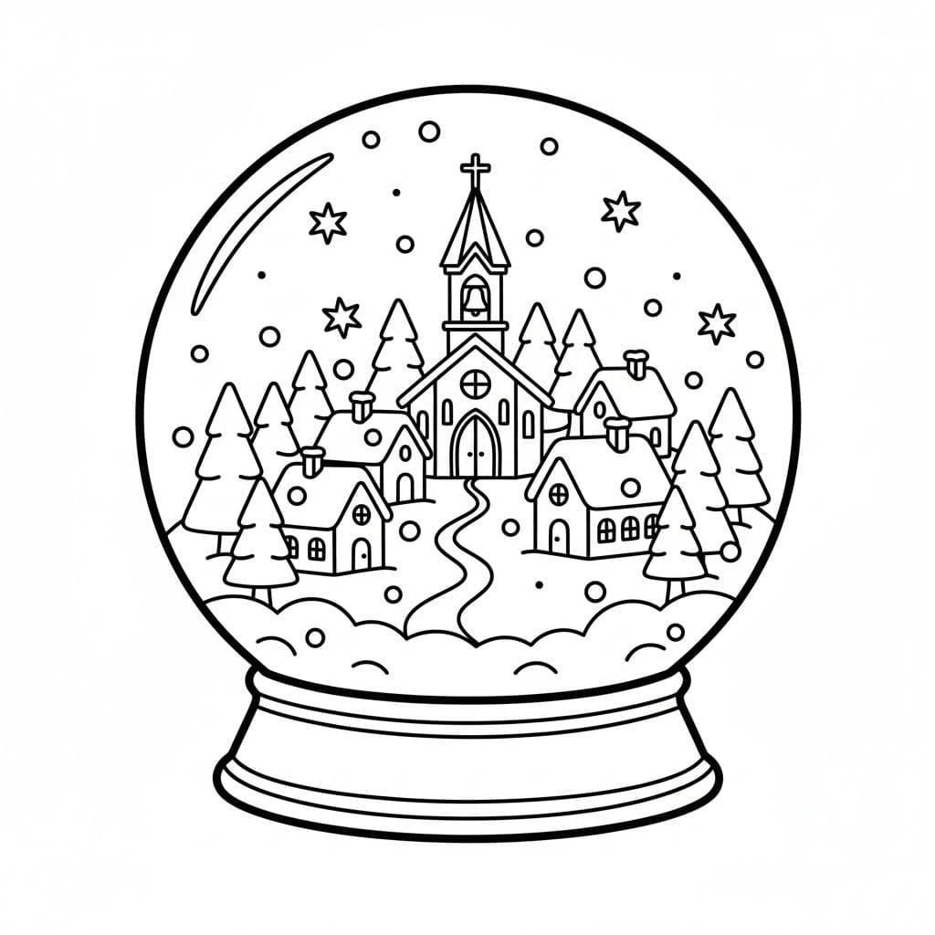 Snøkule med kirkeklokke fargelegging