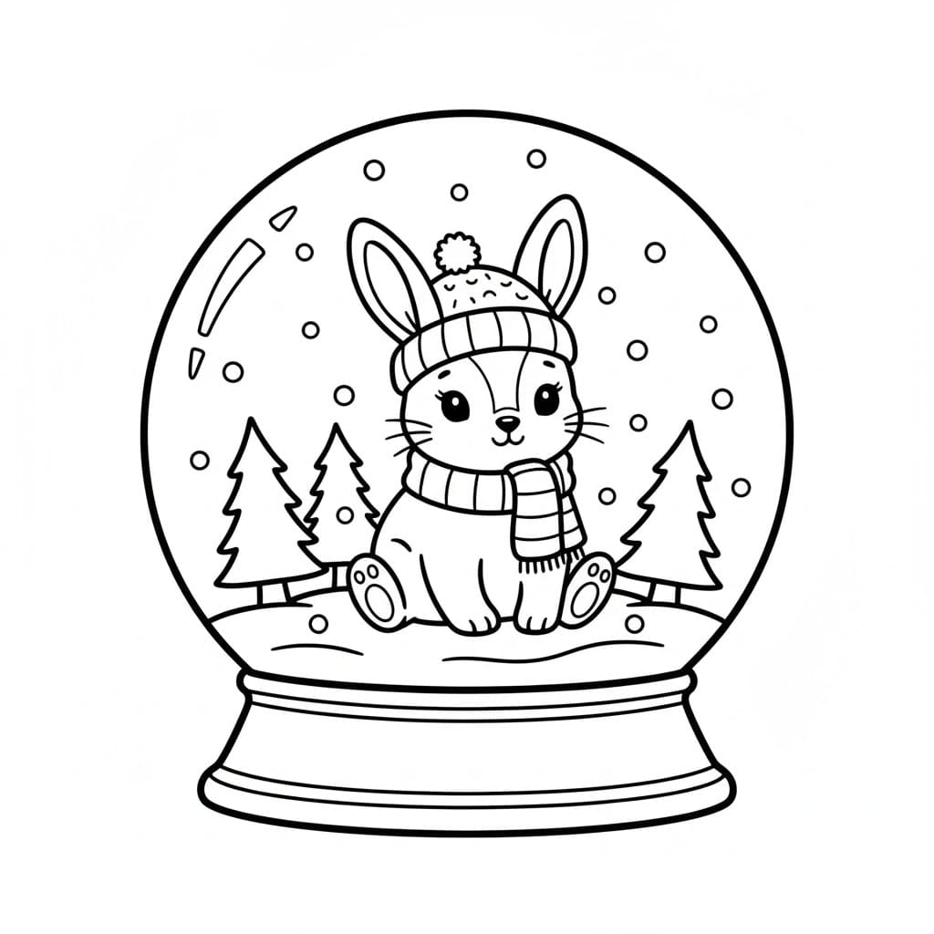 Snøkule med liten kanin fargelegging
