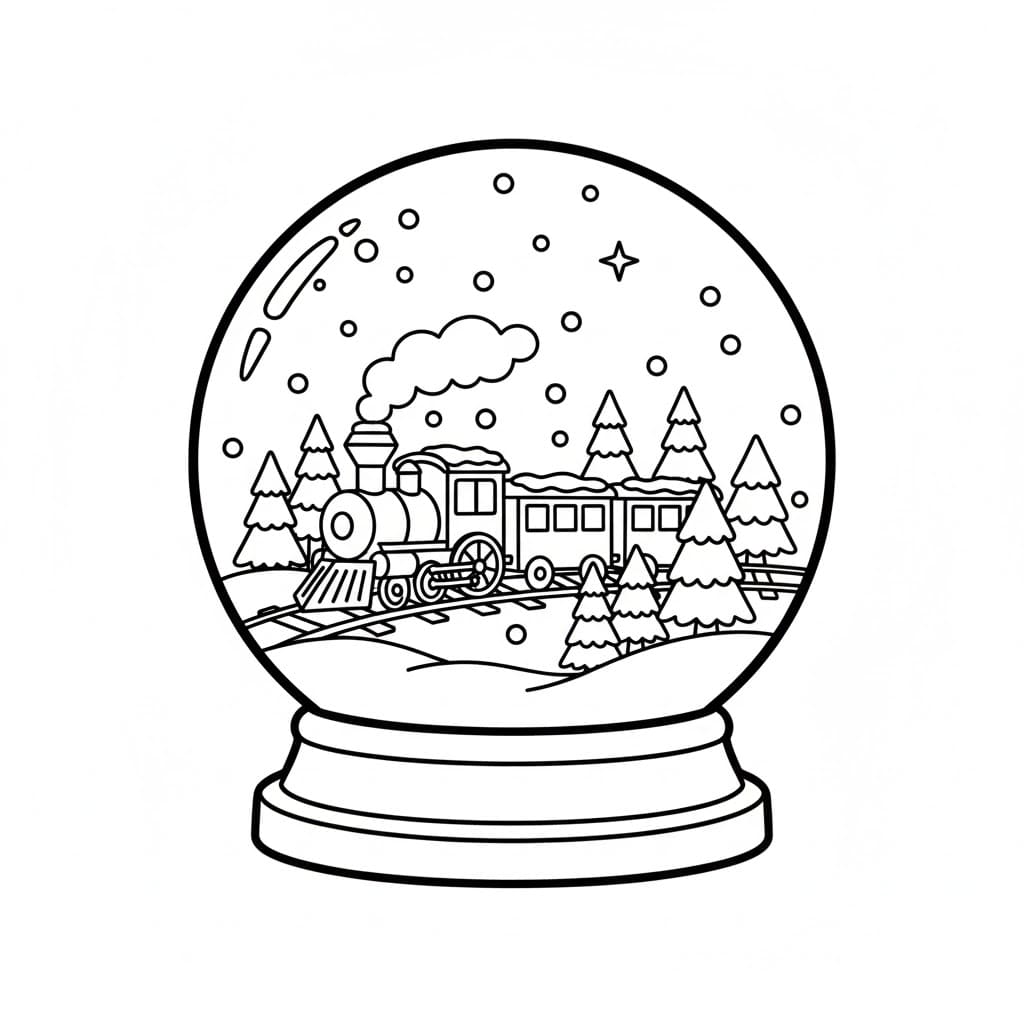 Snøkule med tog fargelegging