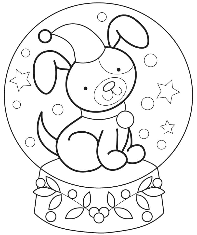 Snøkule med valp fargelegging