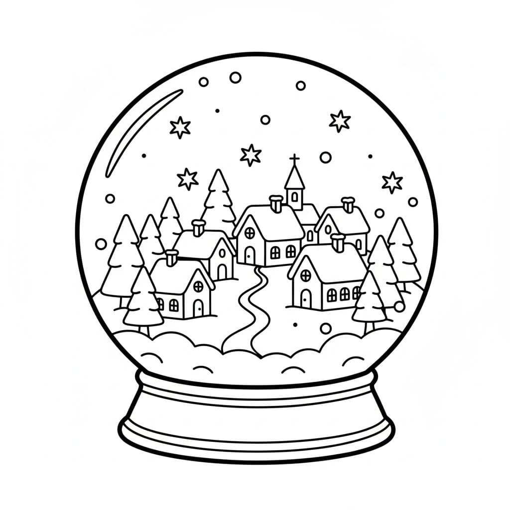 Snøkulelandsby fargelegging