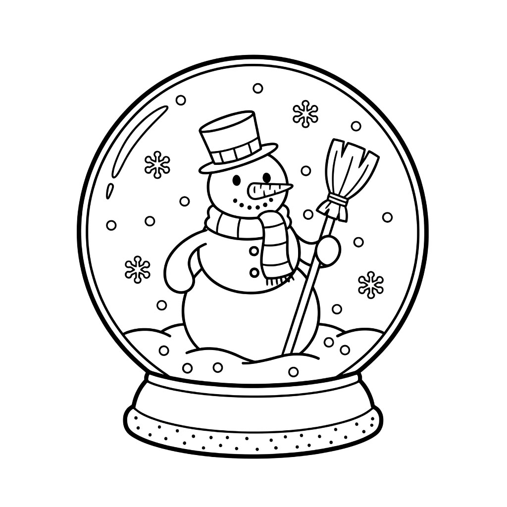 Snømann i en snøkule fargelegging
