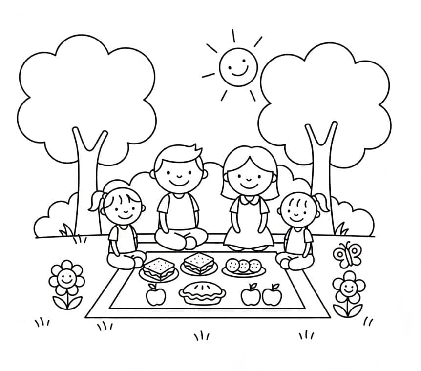 Søt jente piknik fargelegging