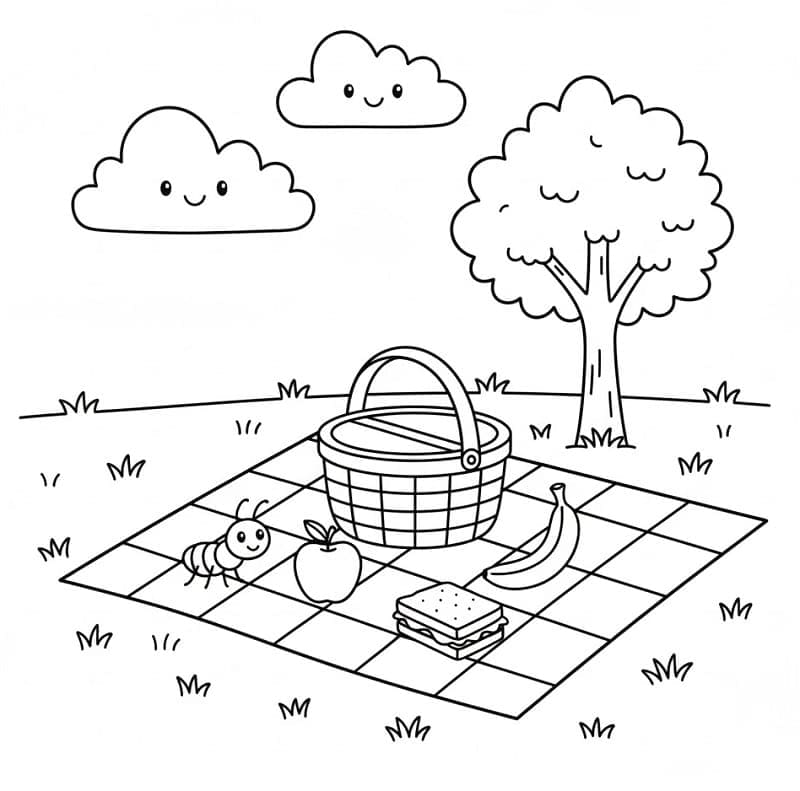 Søt piknik fargelegging