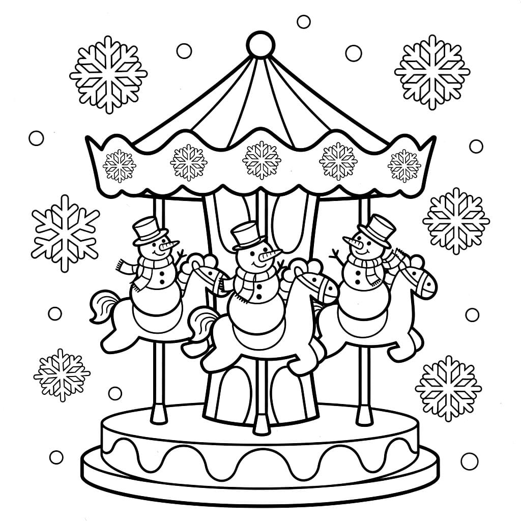 Søt vinterkarusell fargelegging