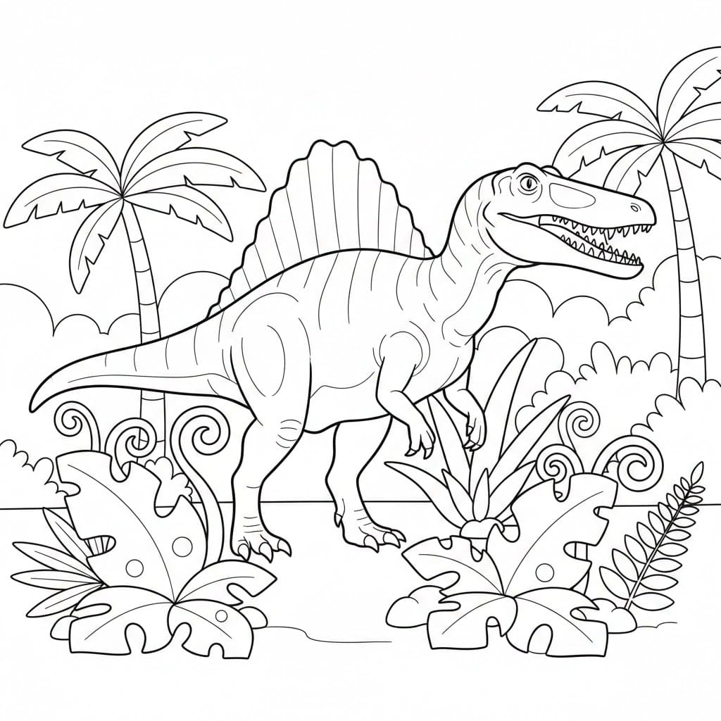 Spinosaurus i jungelen fargelegging