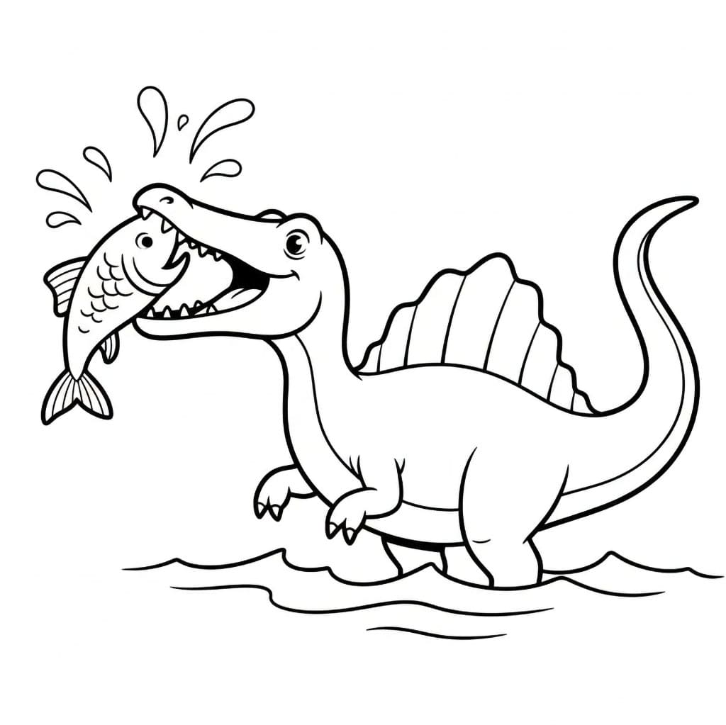 Spinosaurus som fisker fargelegging