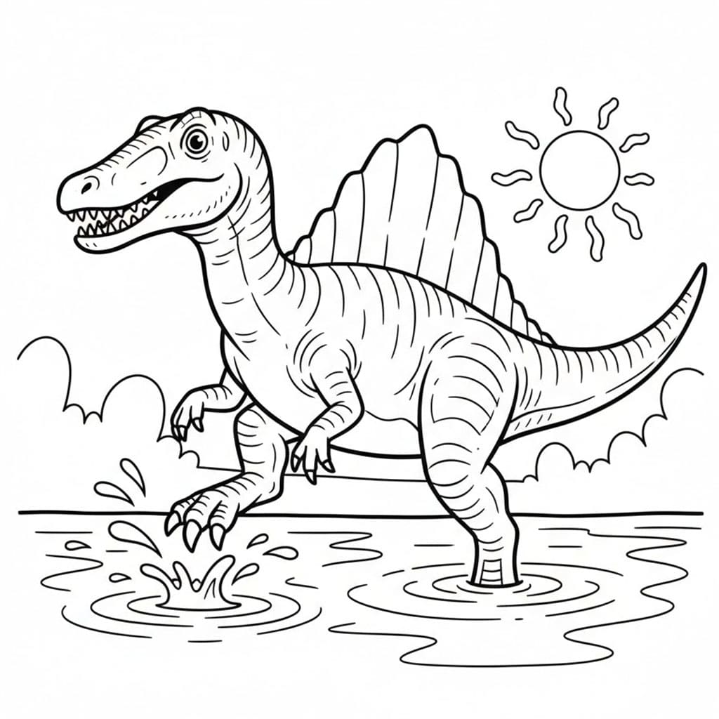 Spinosaurus som spruter vann fargelegging