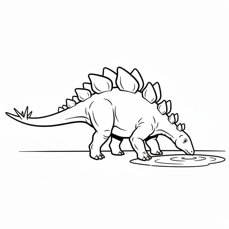 Stegosaurus som drikker vann fargelegging