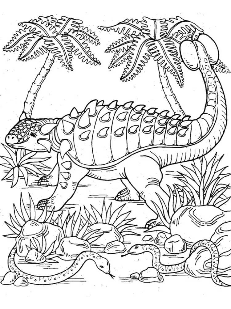 Tegning av Ankylosaurus fargelegging