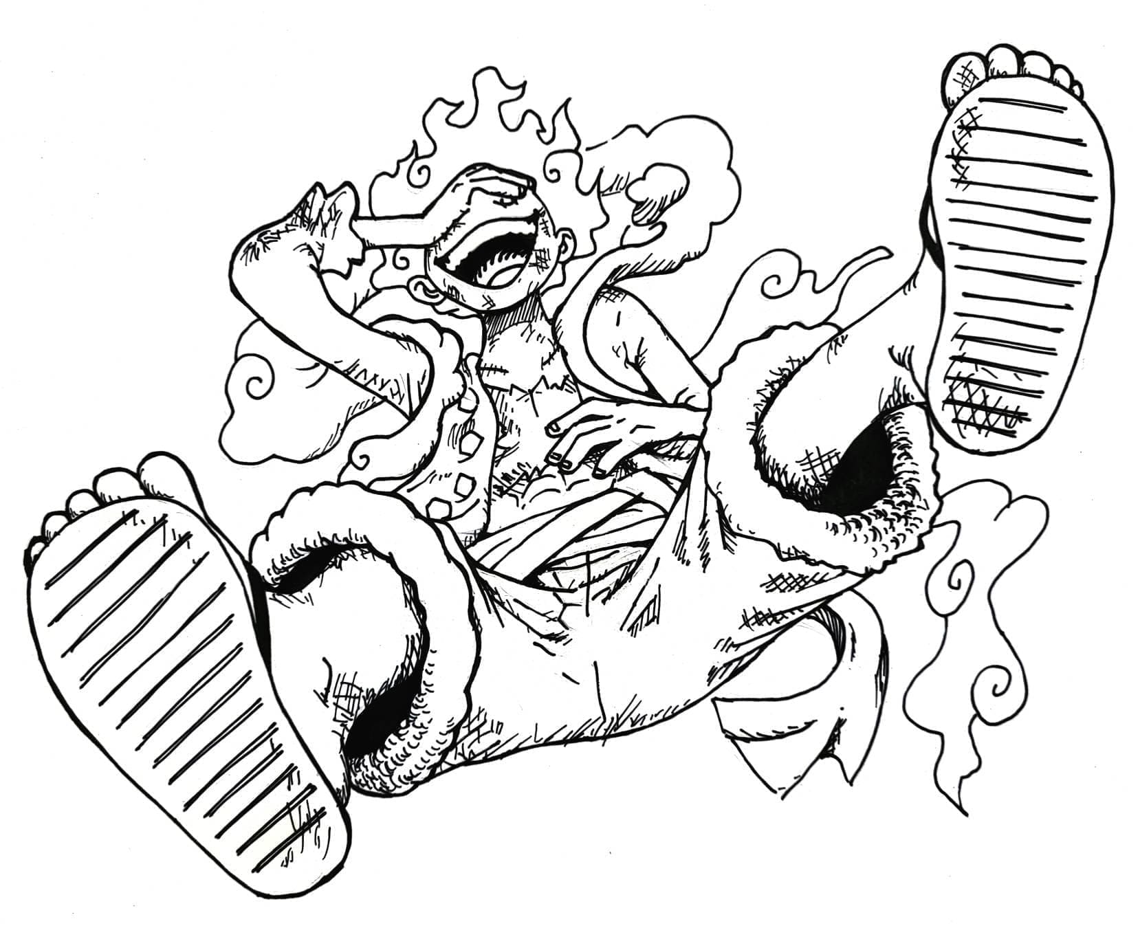 Tegning av Luffy utstyr 5 fargelegging