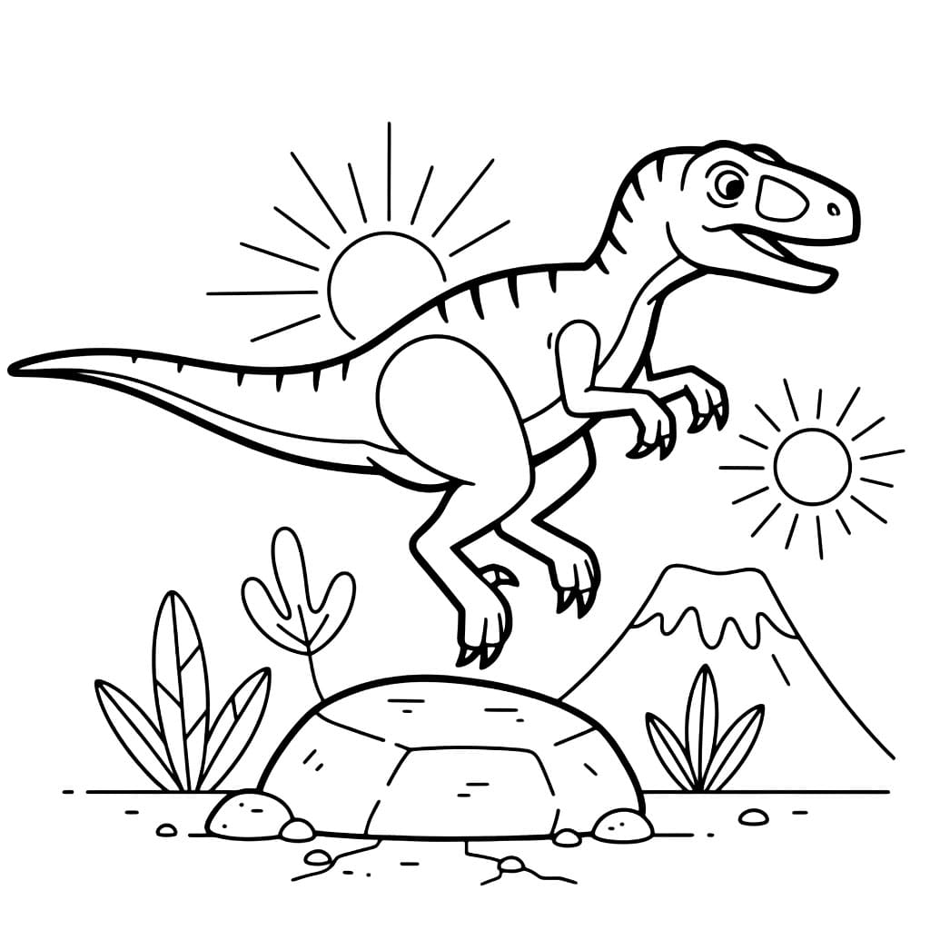 Velociraptor hopper over stein fargelegging