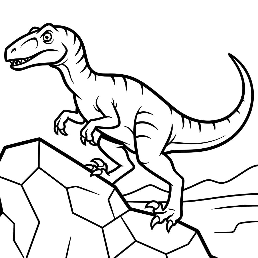 Velociraptor klatrer på stein fargelegging