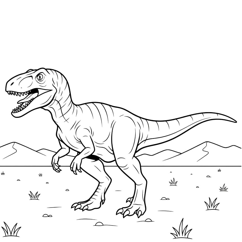 Velociraptor på sletten fargelegging