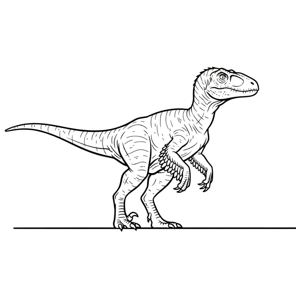 Velociraptor ser mot horisonten fargelegging