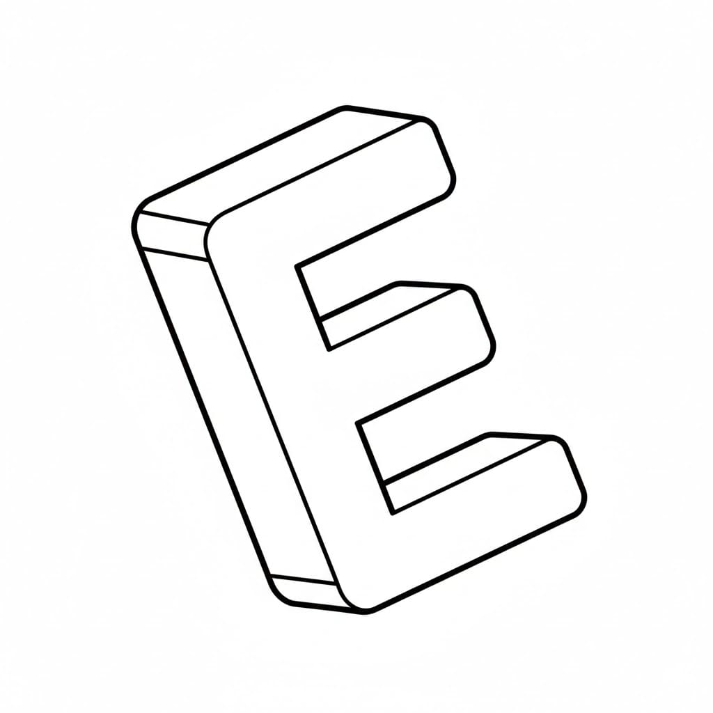 3D bokstav E fargelegging
