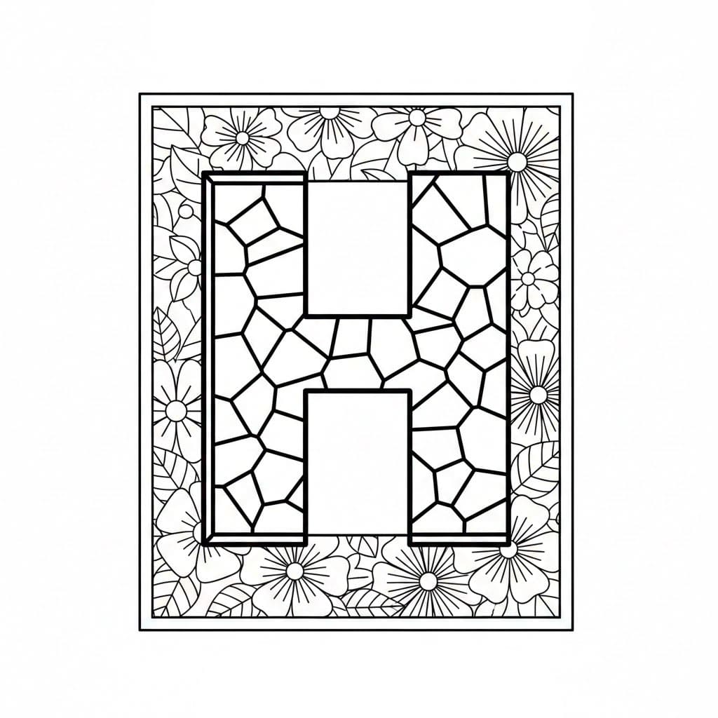 Abstrakt stein Bokstaven H fargelegging