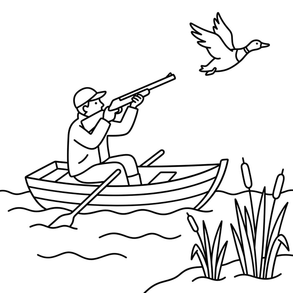 Andejakt Fra Båt fargelegging