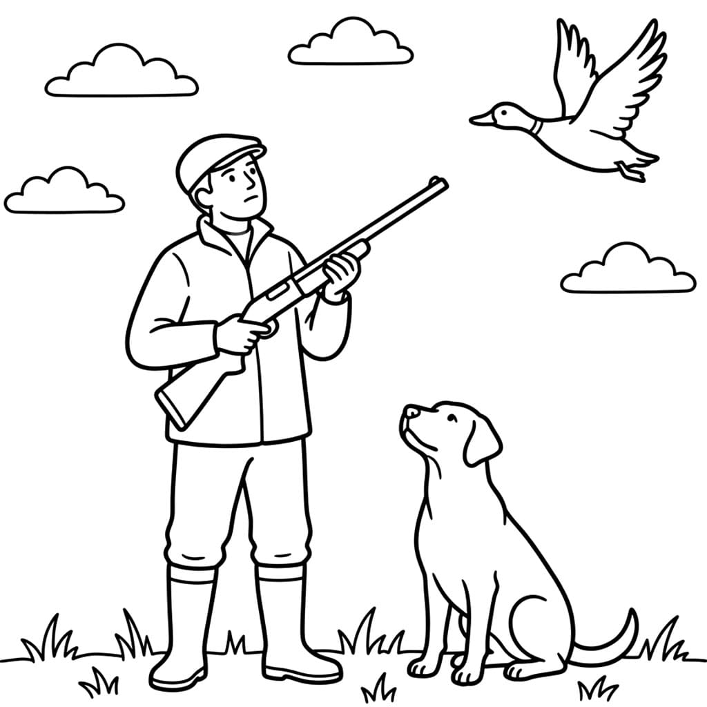 Andejakt Med Hund fargelegging