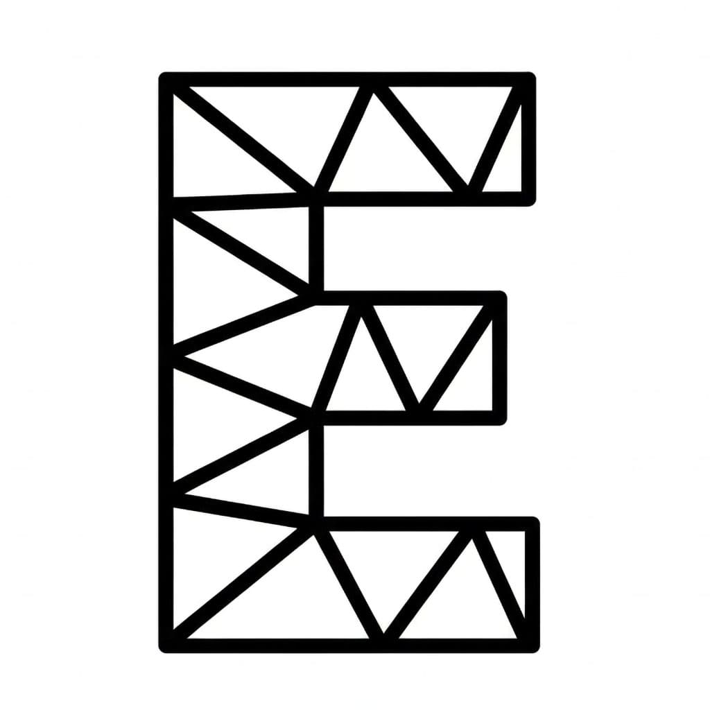 Bokstaven E i sikksakkstil fargelegging