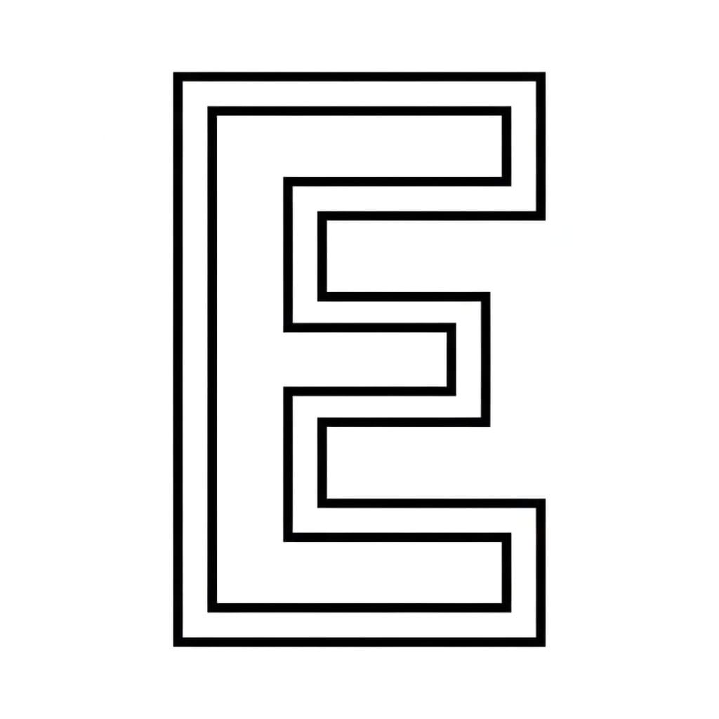 Bokstaven E med dobbel kant fargelegging