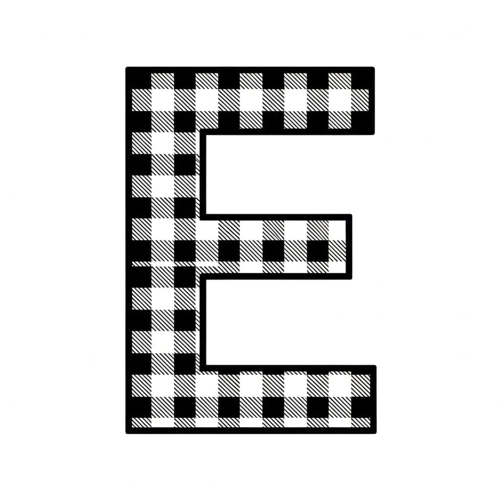 Bokstaven E med rutete mønster fargelegging