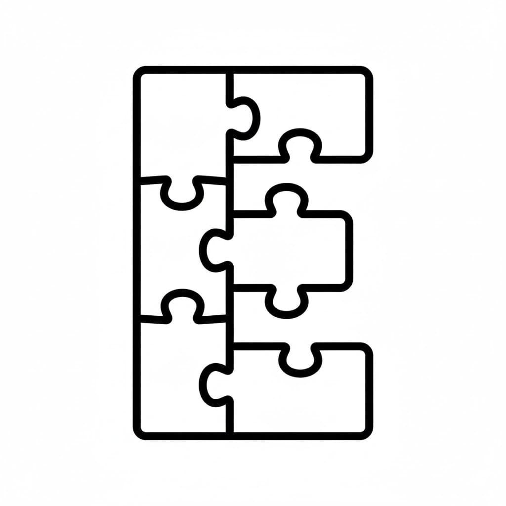 Bokstaven E puslespill fargelegging