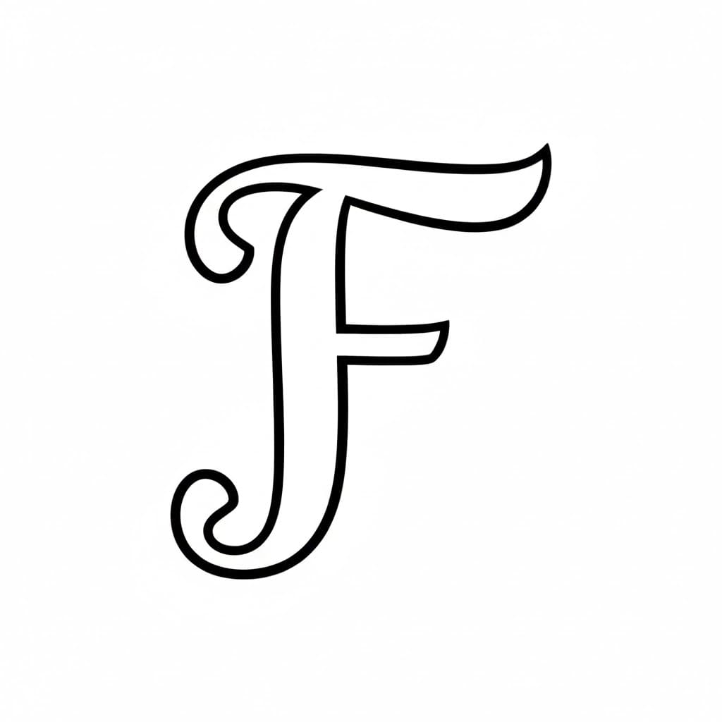 Bokstaven F er forsiktig buet fargelegging