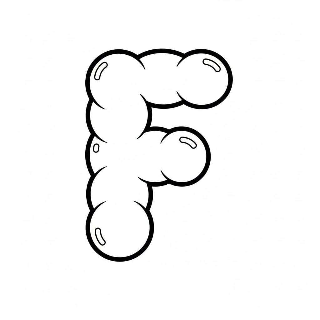 Bokstaven F i boblestil fargelegging