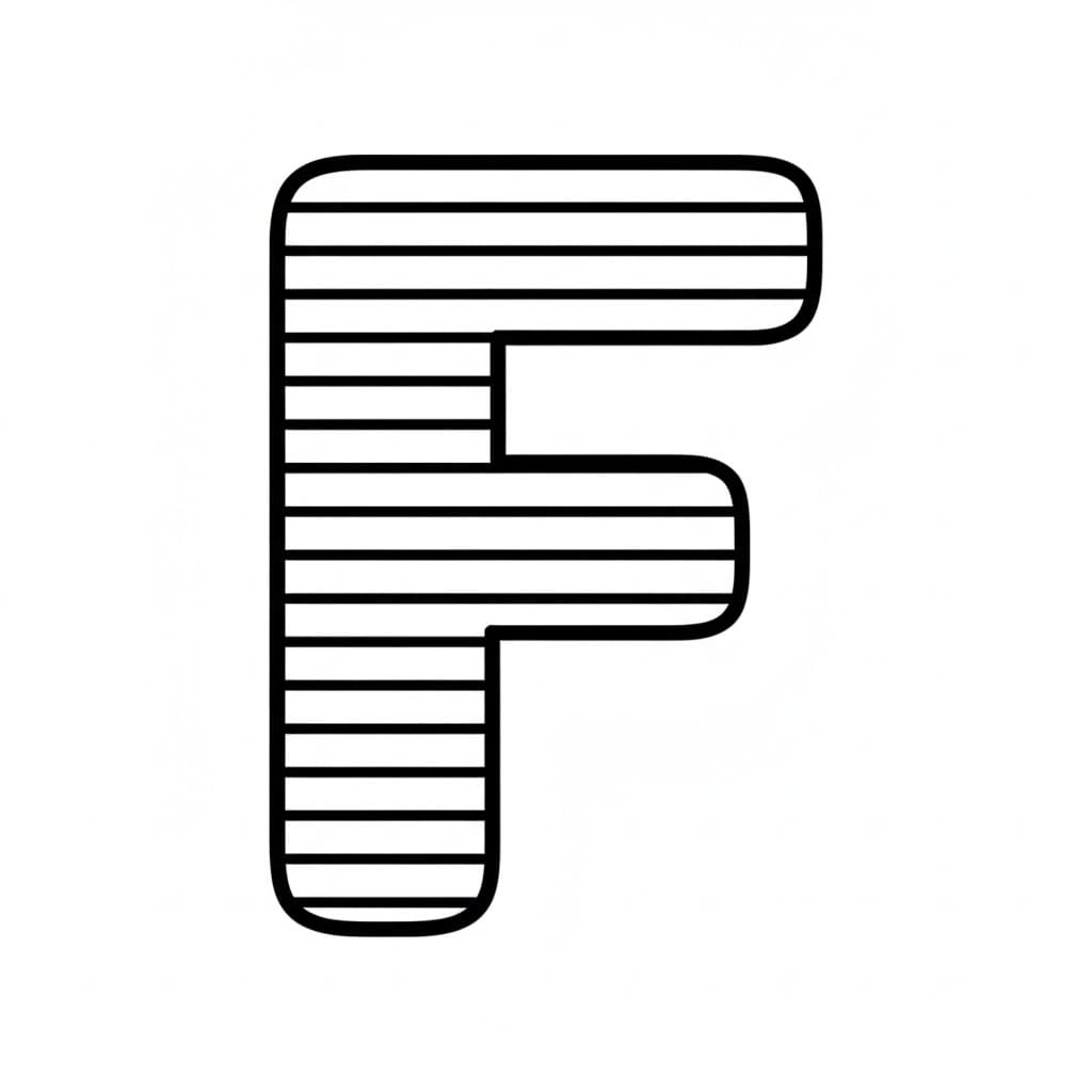 Bokstaven F med horisontale striper fargelegging
