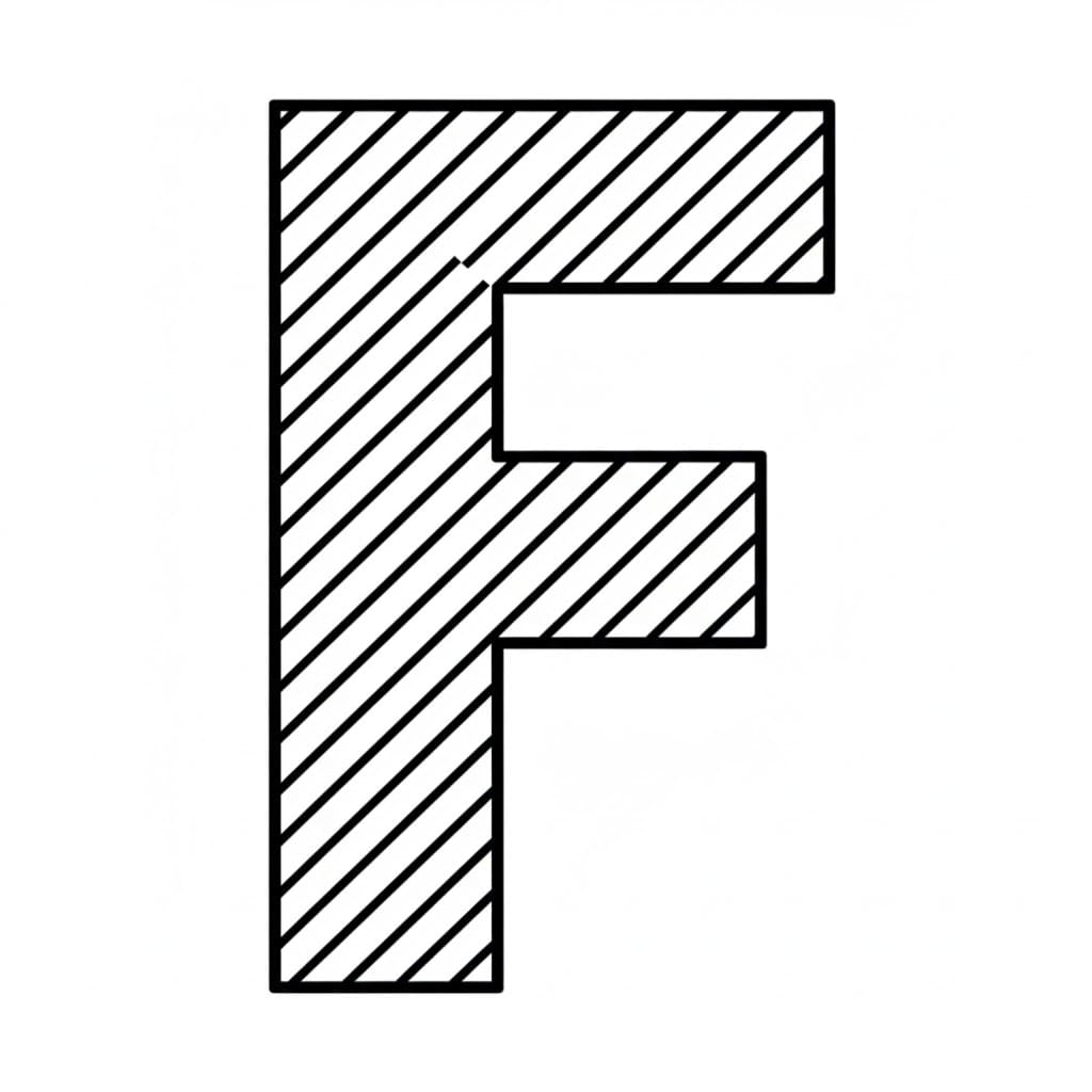 Bokstaven F med kryssmønster fargelegging