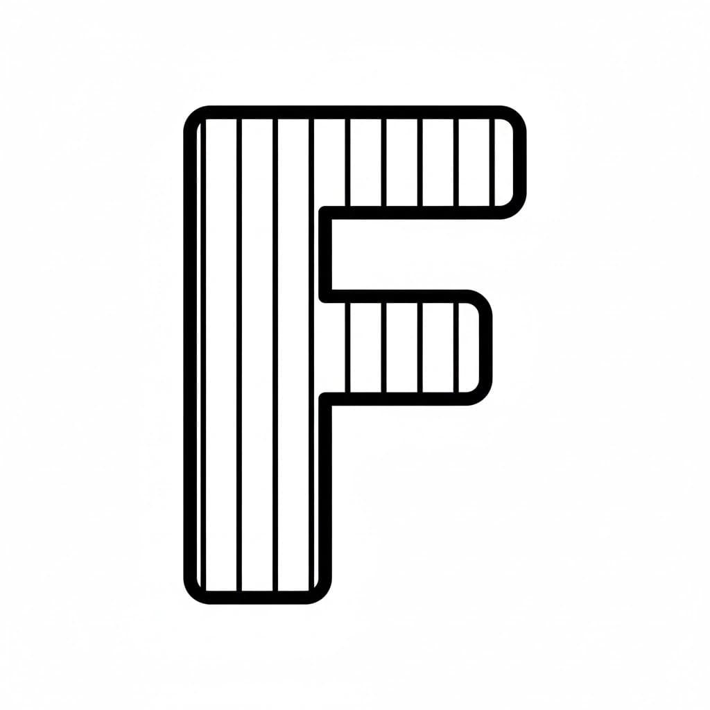 Bokstaven F med vertikale striper fargelegging