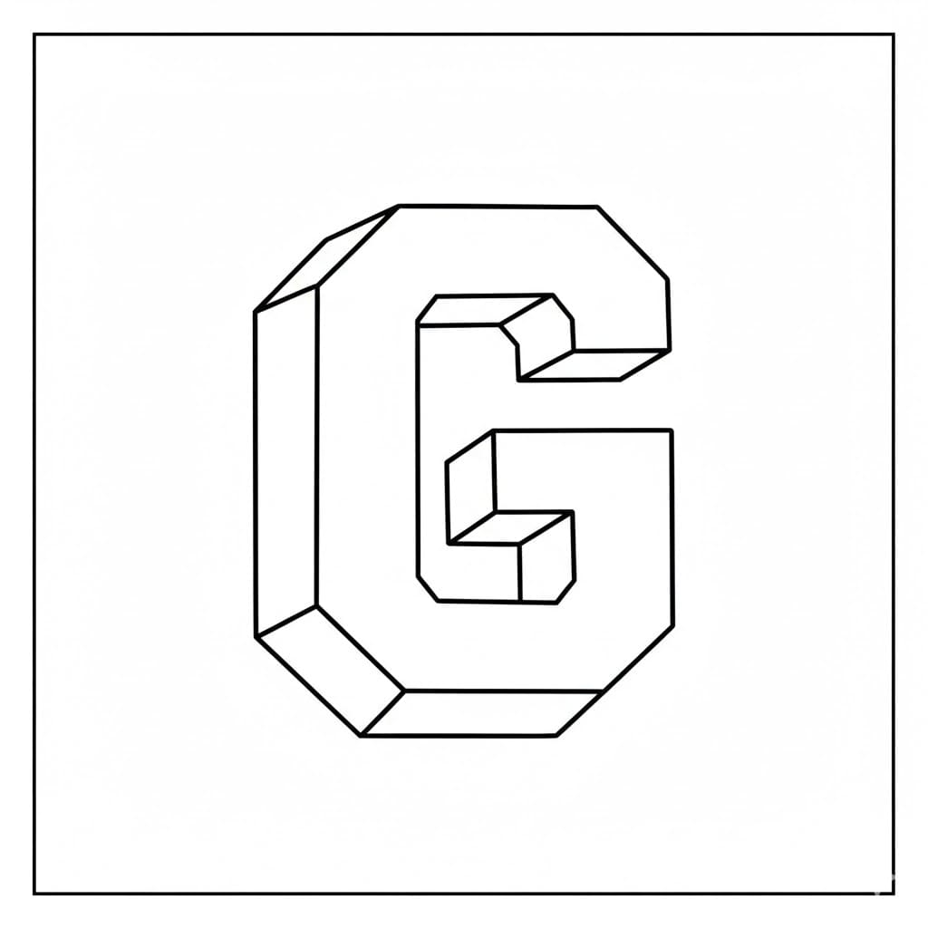 Bokstaven G 3D fargelegging