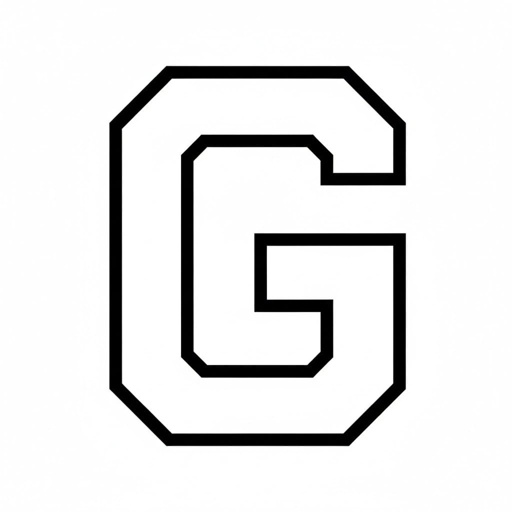 Bokstaven G blokkformet fargelegging