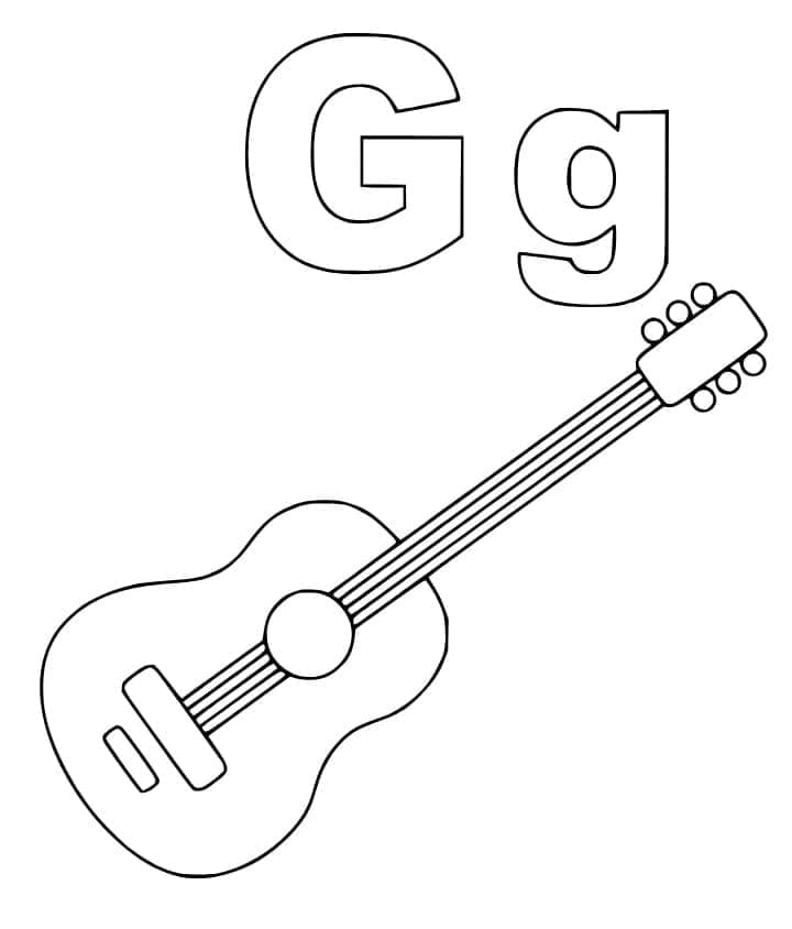 Bokstaven G for gitar fargelegging