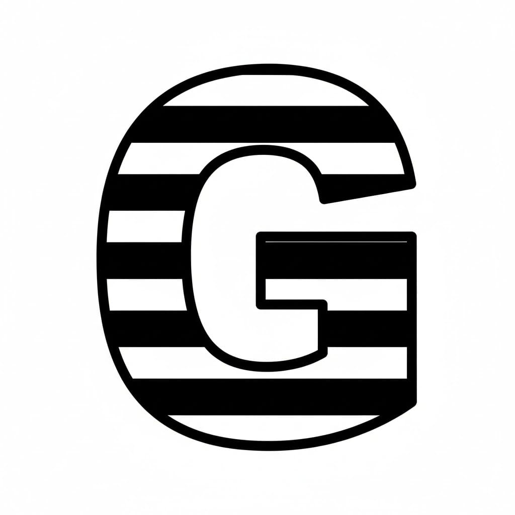 Bokstaven G linjemønster fargelegging