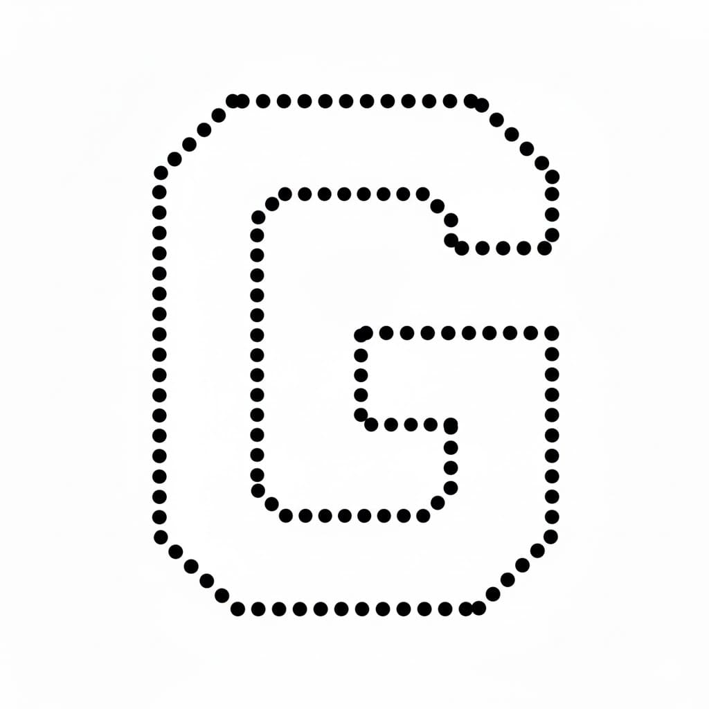 Bokstaven G prikket fargelegging