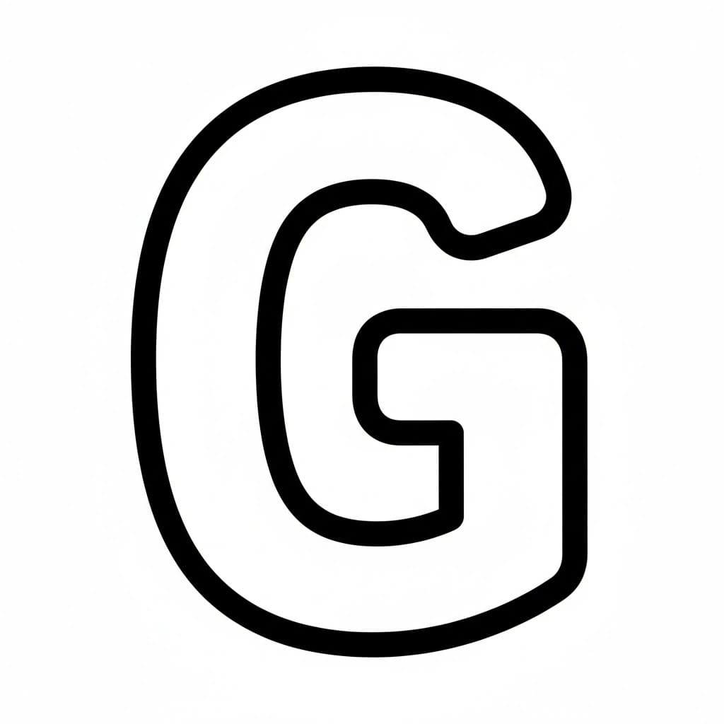 Bokstaven G rund fargelegging