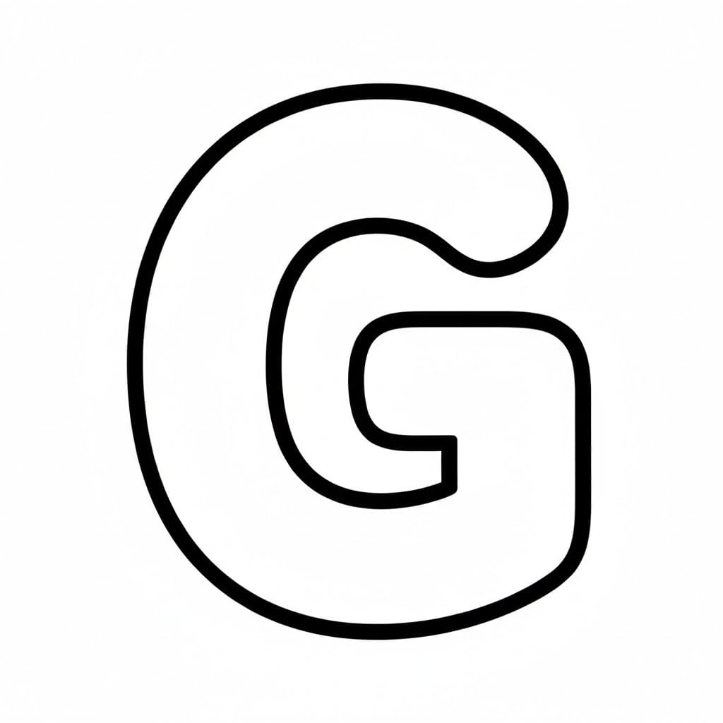 Bokstaven G tykk barnestil fargelegging