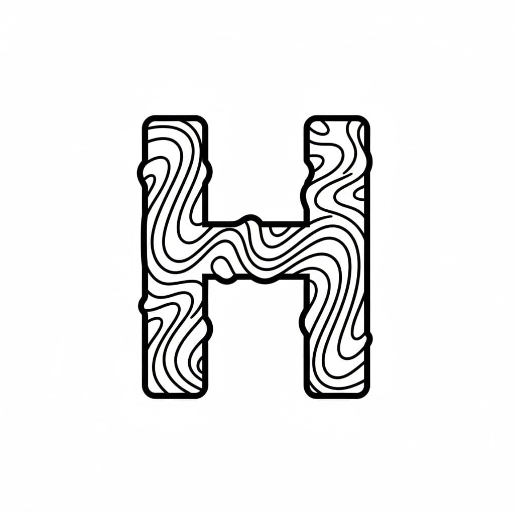 Bokstaven H bølget fargelegging