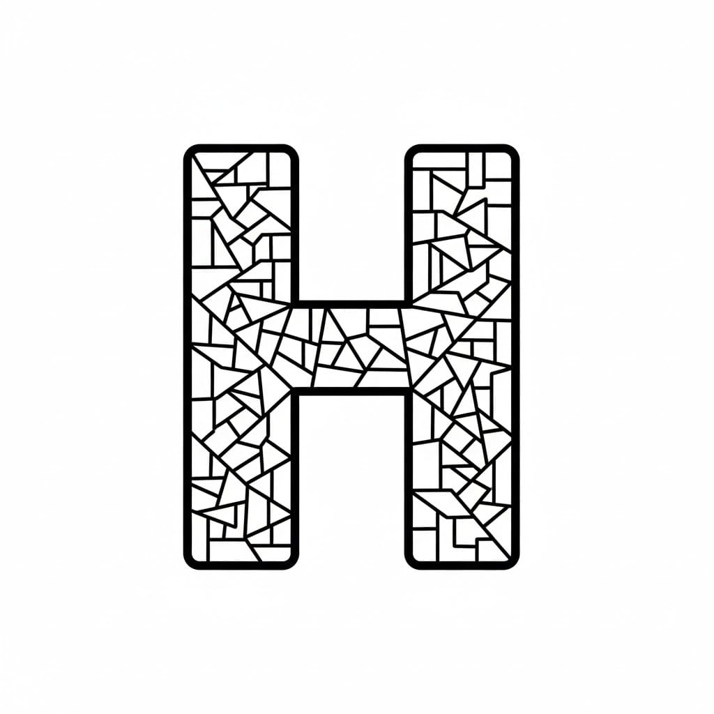 Bokstaven H deler gruppen fargelegging