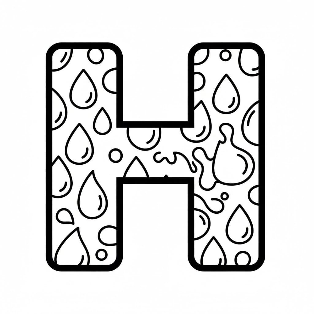 Bokstaven H er dråpeformet fargelegging